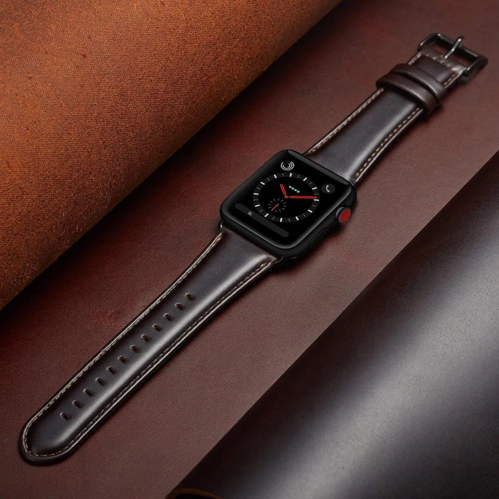 Dark Brown Leather Strap for Apple iWatch (Series 5/4)