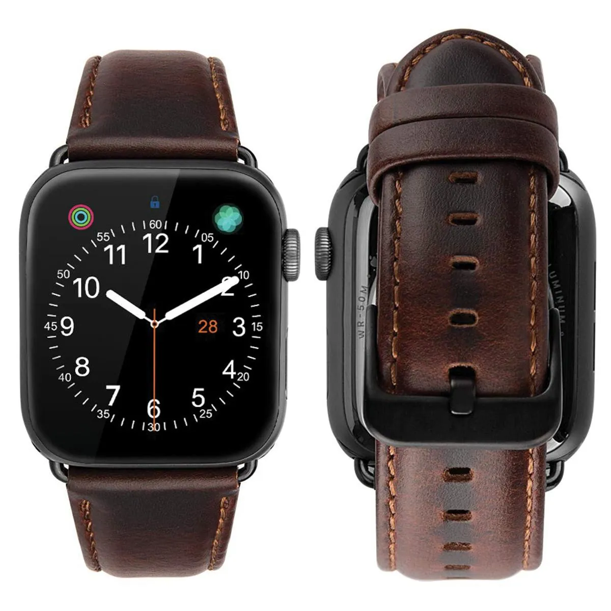 Dark Brown Leather Strap for Apple iWatch (Series 5/4)