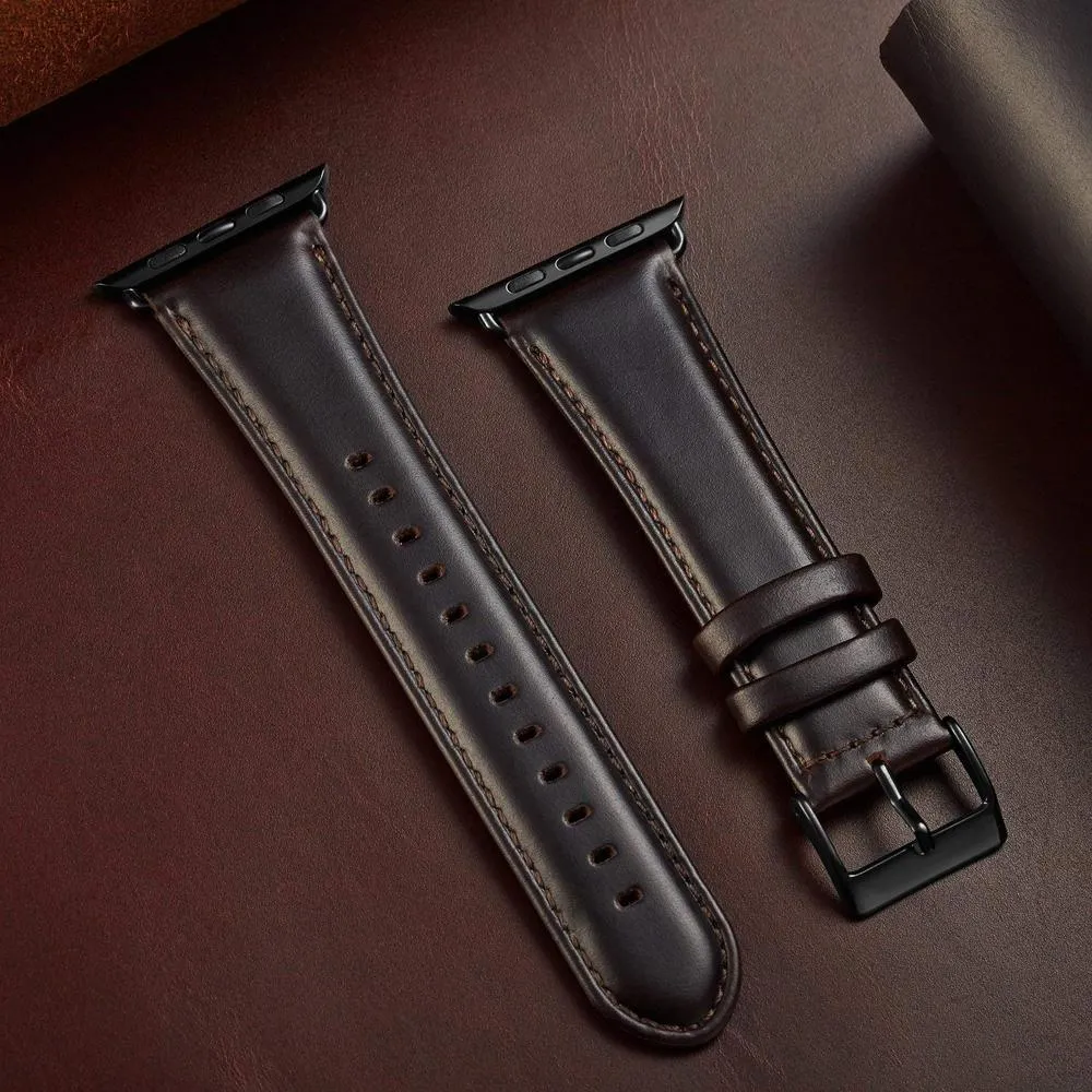 Dark Brown Leather Strap for Apple iWatch (Series 5/4)