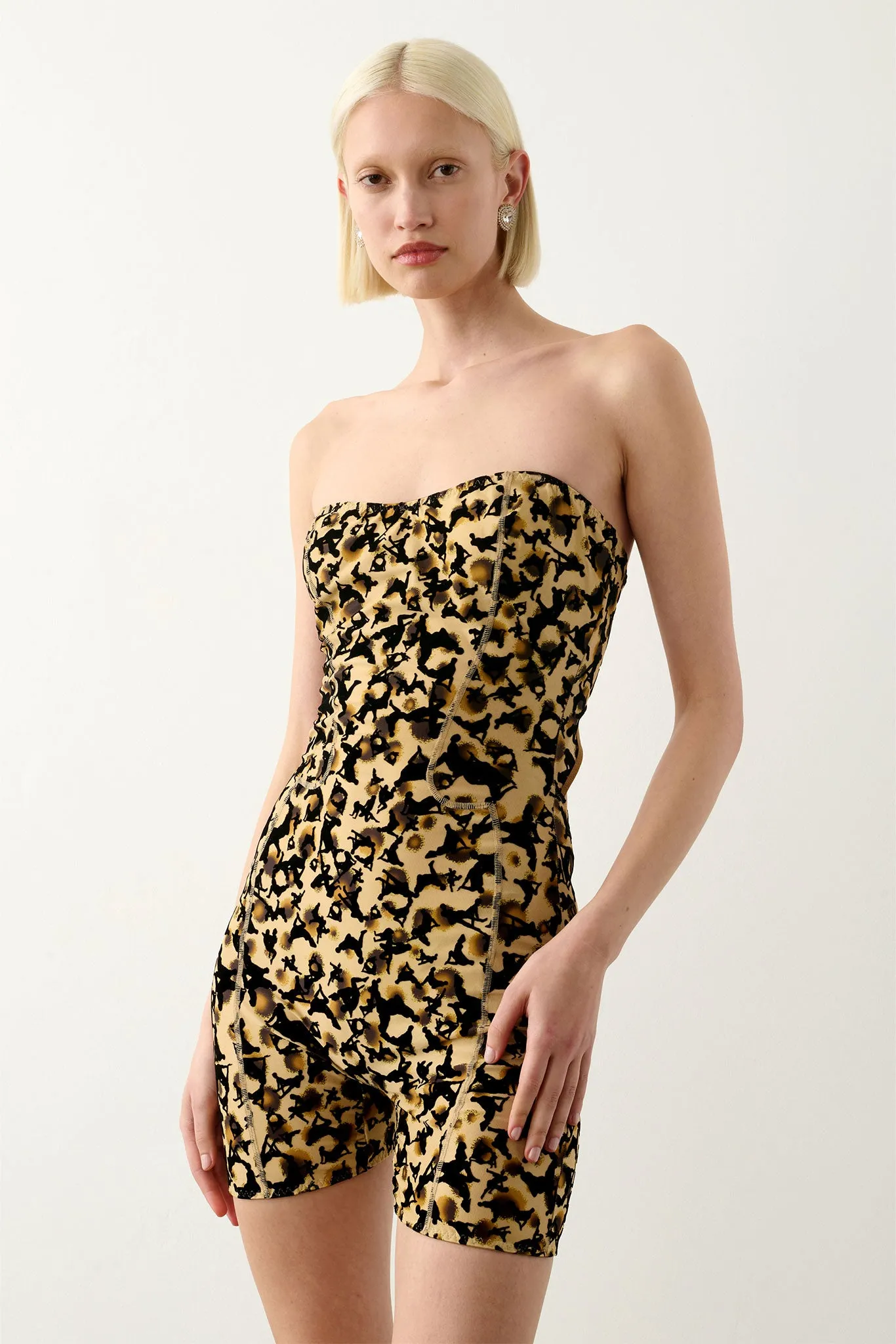 Darling Playsuit Beige Leopard Print