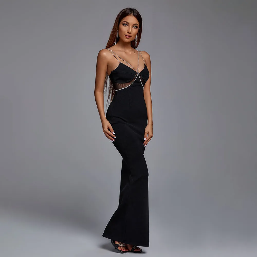 Diamond Straps See-through Maxi Dresses