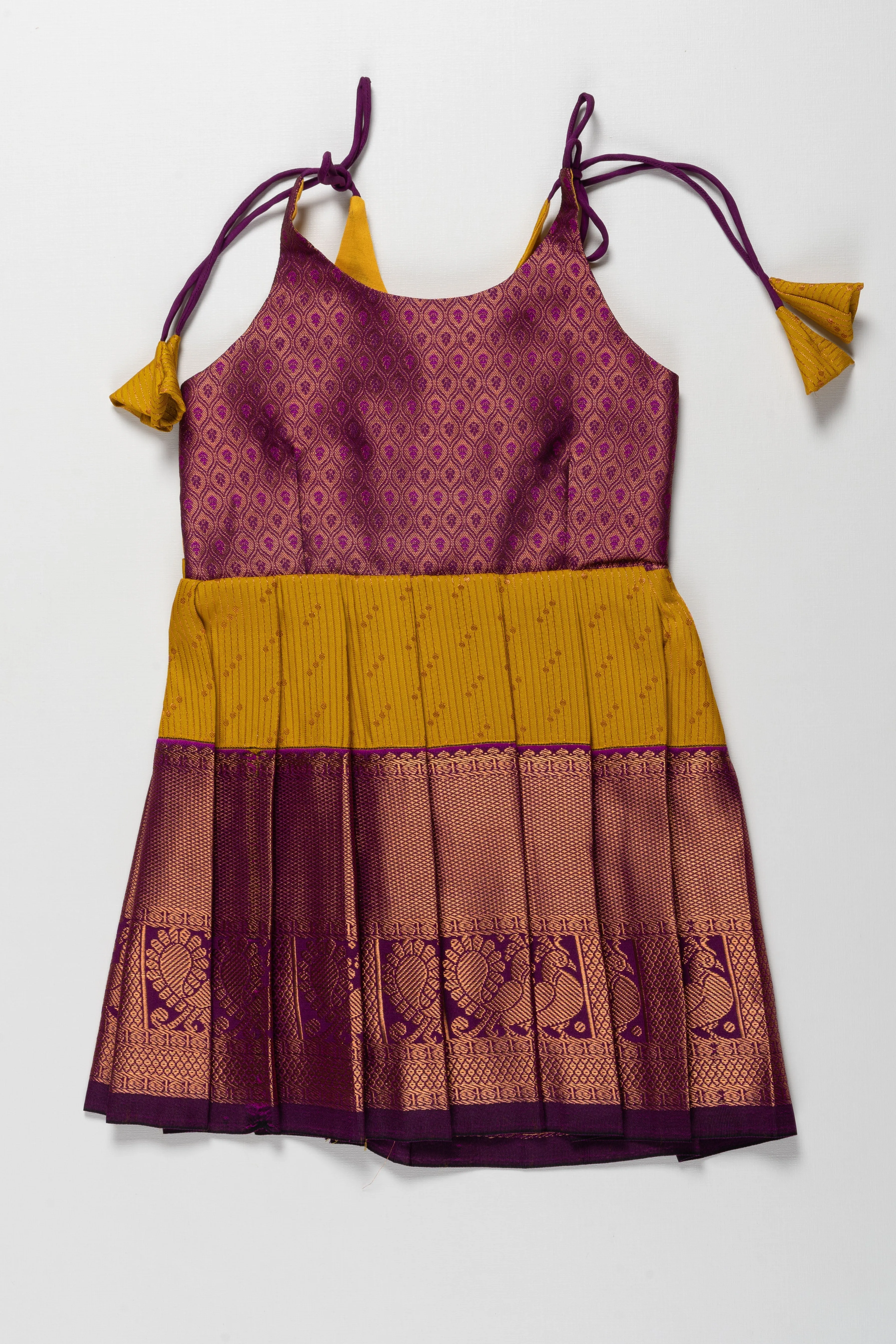 Elegant Silk and Pattu Banarasi Tie-Up Frock for Annaprasana and Naming Ceremony - Stunning Traditional Design