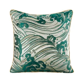 Emerald Japanese Wave Throw Cushion