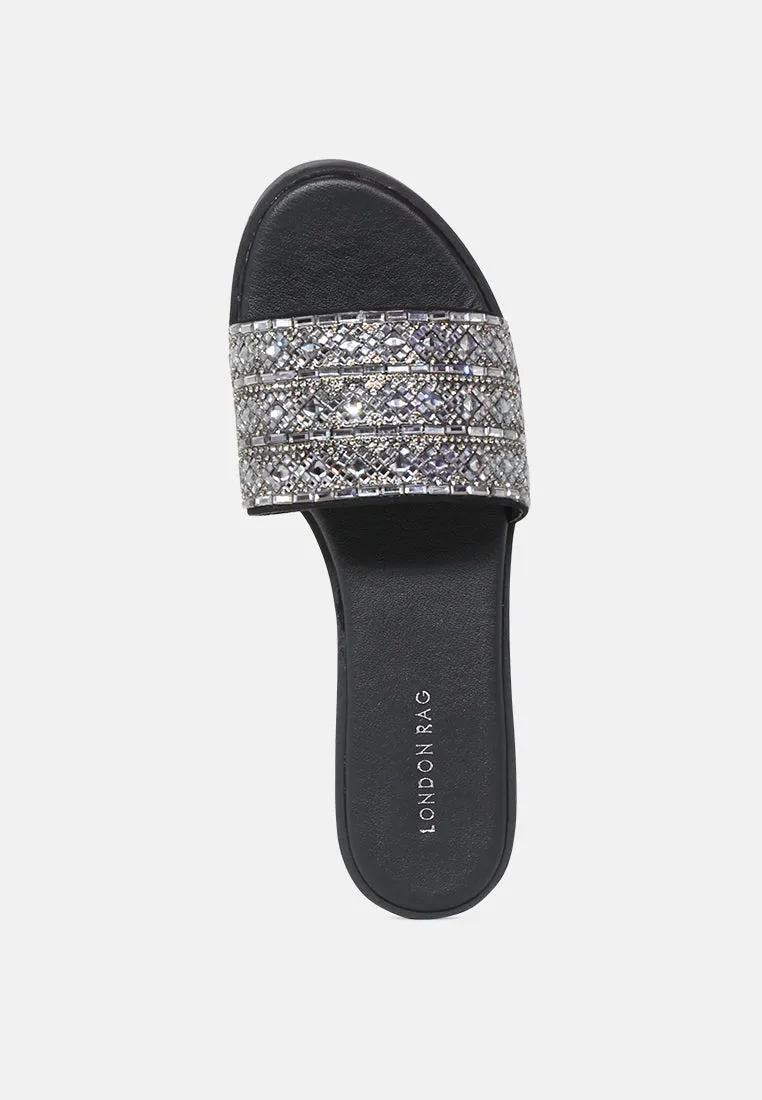 Evin Mirror Embellished Flat Sliders