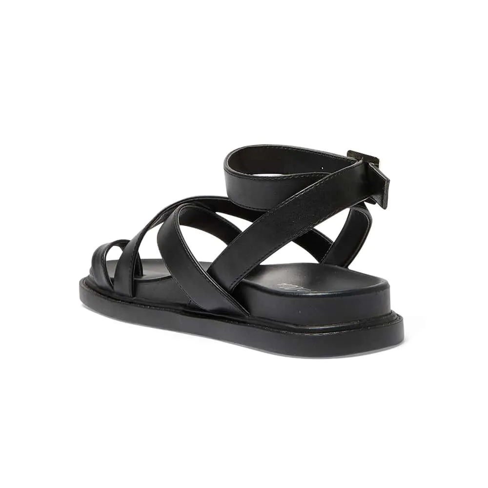 Faith Sandal in Black Smooth