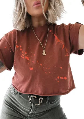 FINAL SALE: CROPPED PEBBY BASICS BLEACHED OUT RUST TEE