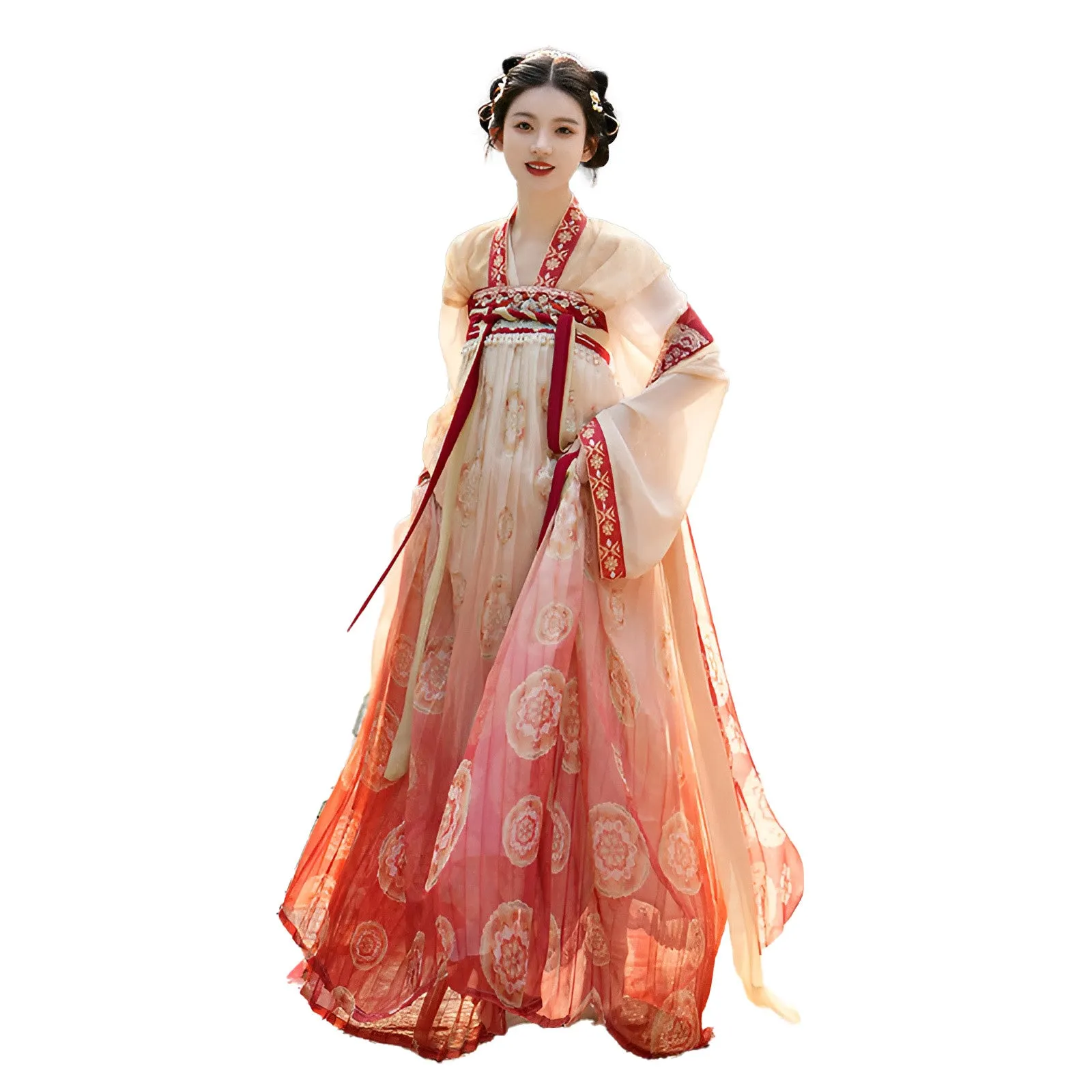 Floral Pattern Chinese Traditional Dress Hanfu