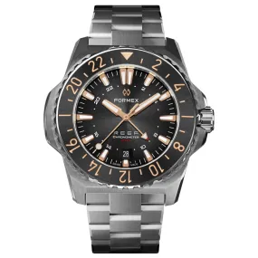 FORMEX REEF GMT - Black Dial with Rose Gold Elements - Stainless Steel Bracelet