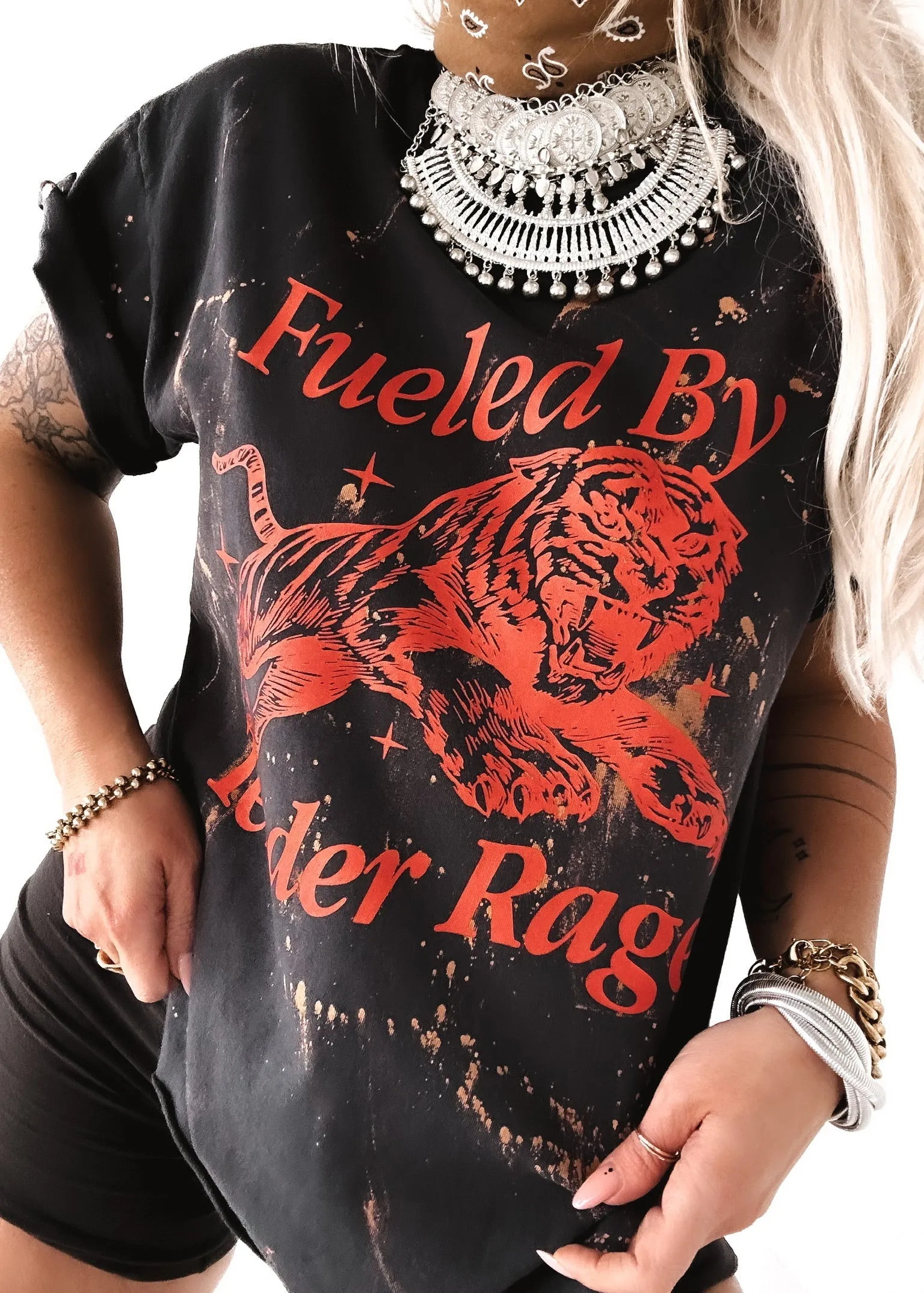 FUELED BY TENDER RAGE BLEACHED OUT SIDE SLIT TEE