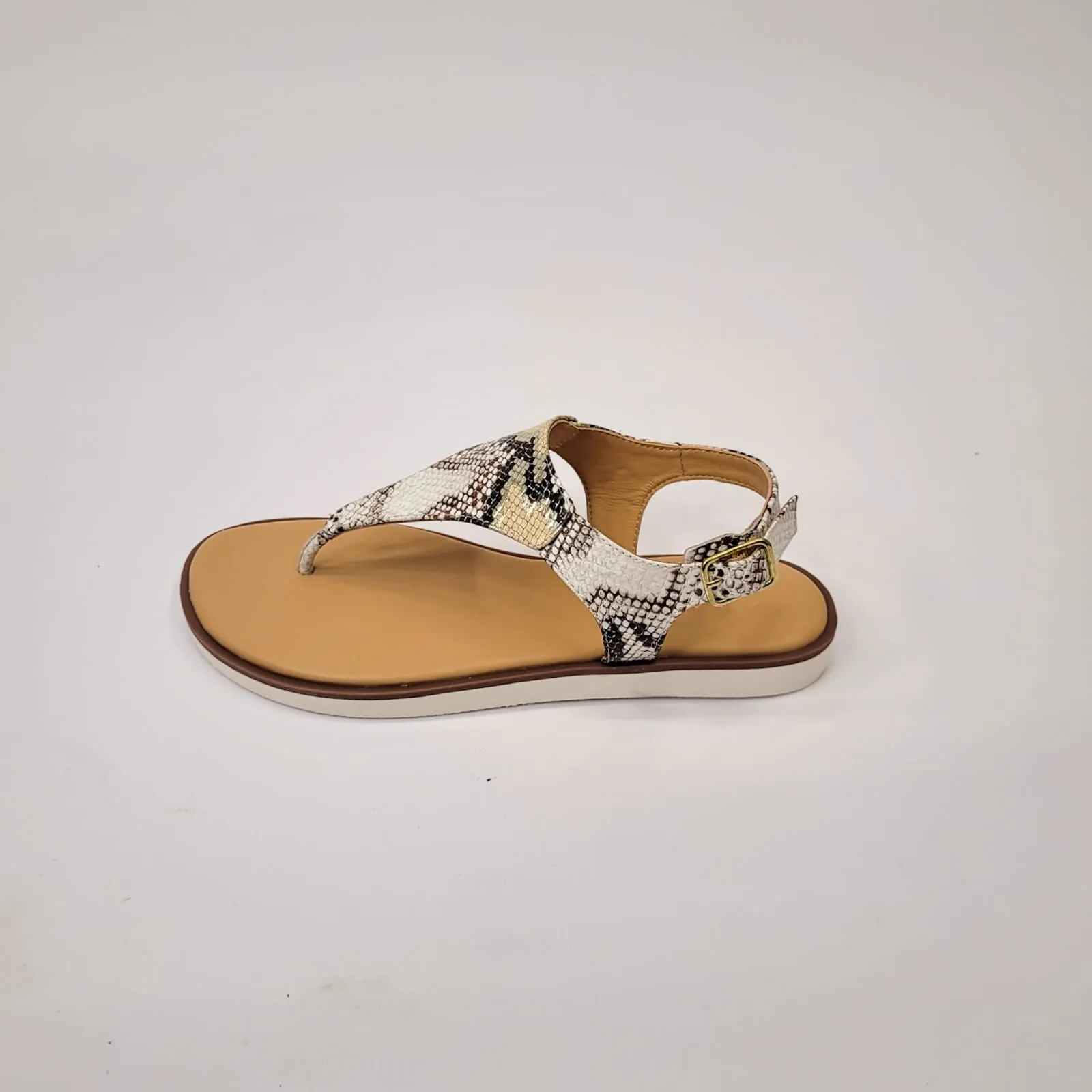 Gia leather snake print toe thong sandal