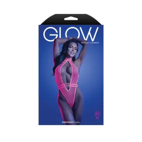 Glow Knockout UV Reactive Halter G-String Teddy - All Sizes