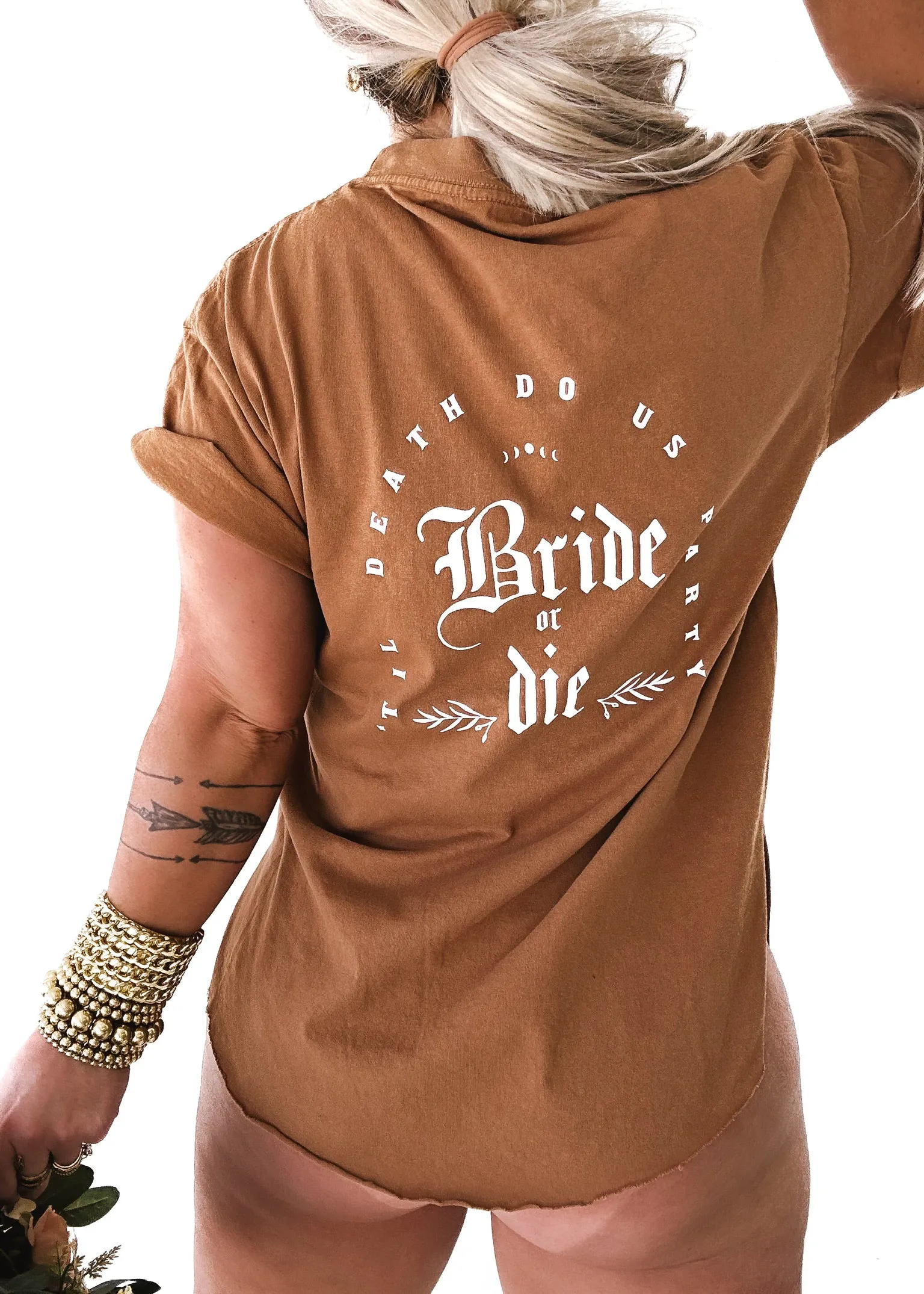 GOTHIC BRIDE OR DIE SIDE SLIT TEE