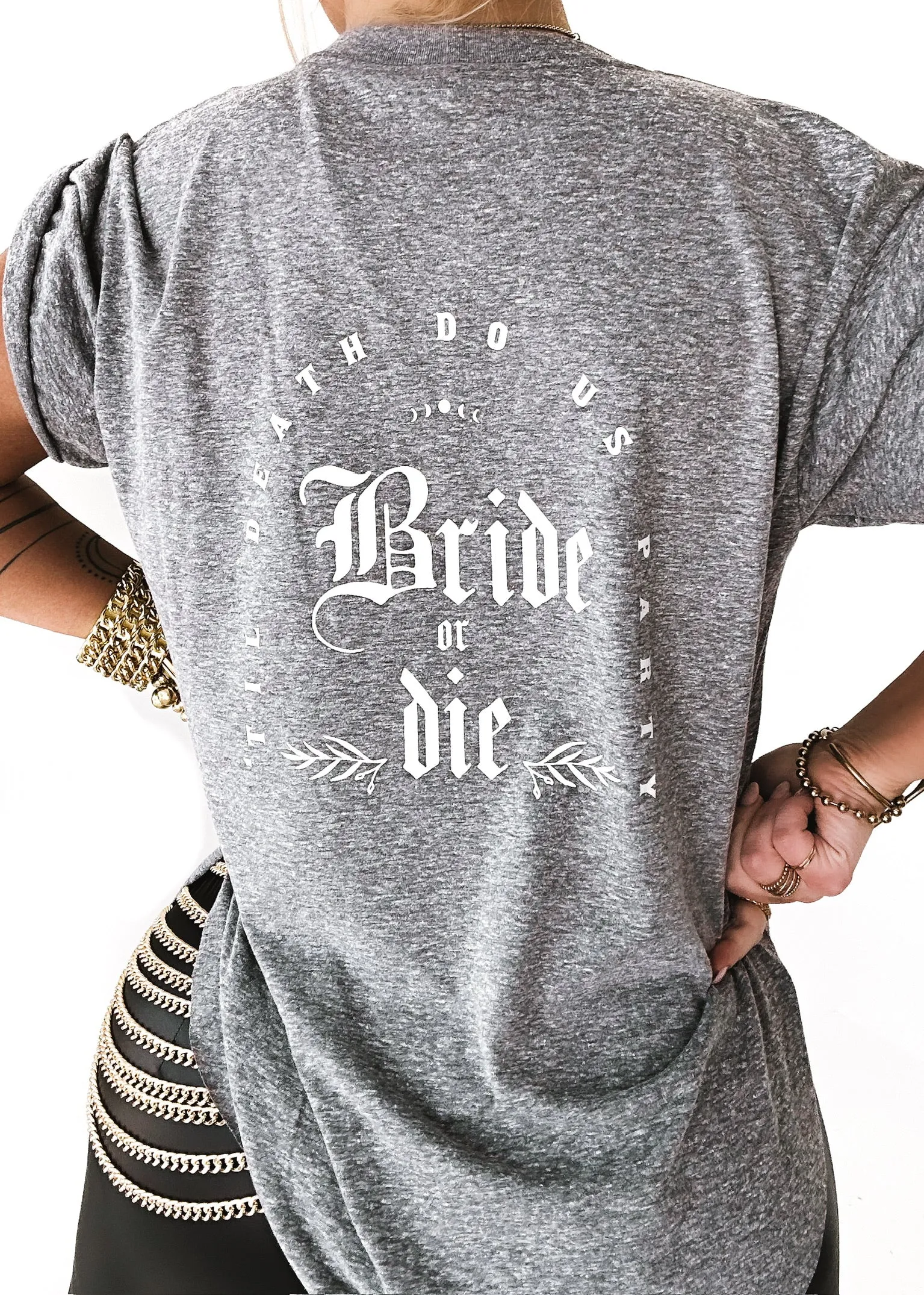 GOTHIC BRIDE OR DIE SIDE SLIT TEE