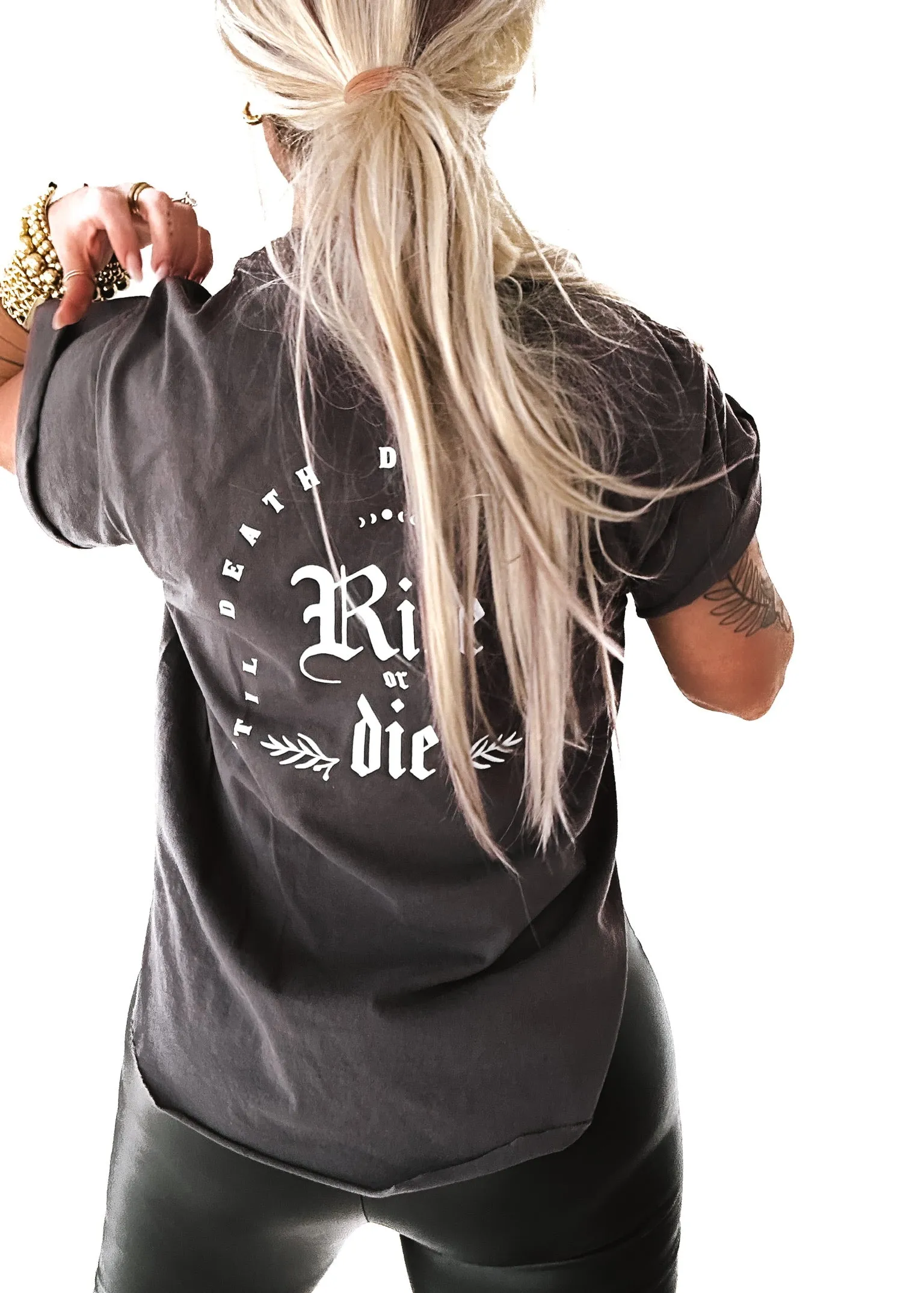 GOTHIC RIDE OR DIE SIDE SLIT TEE