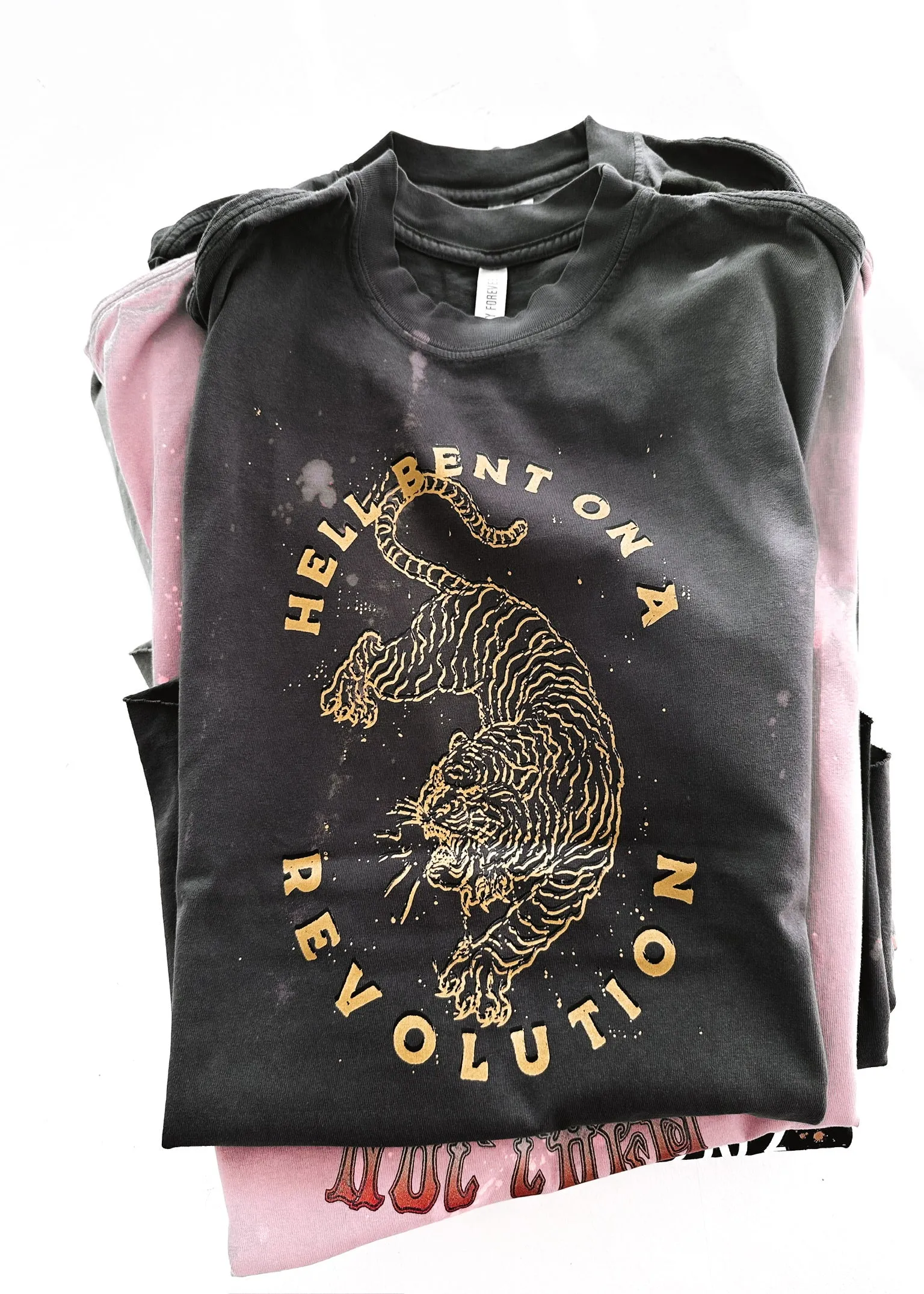 HELL BENT ON A REVOLUTION BLEACHED OUT SIDE SLIT TEE