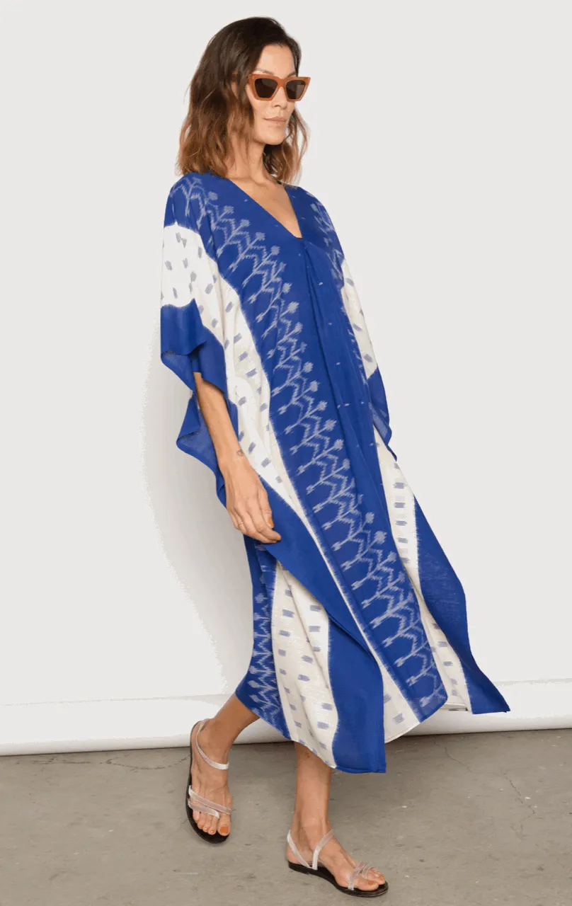 Ikat Caftan, Blue & Cream