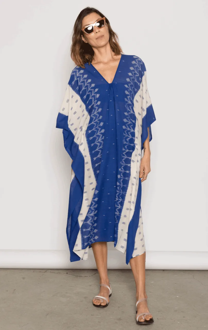 Ikat Caftan, Blue & Cream