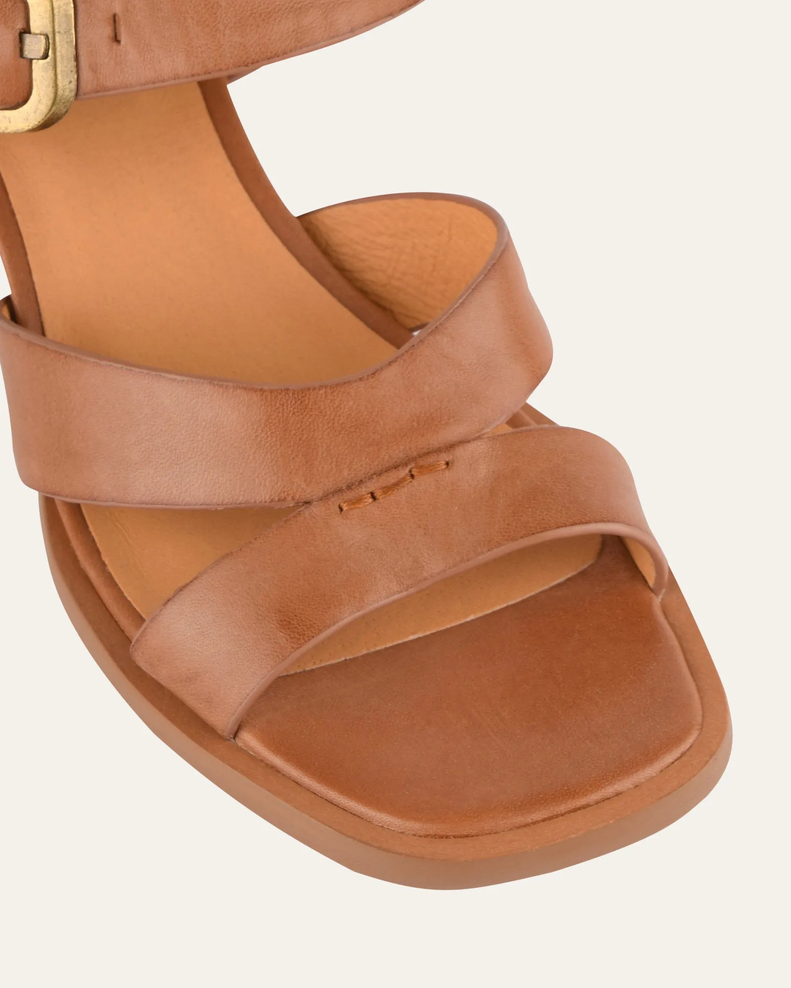 IMOGEN MID HEEL SANDALS BRANDY LEATHER