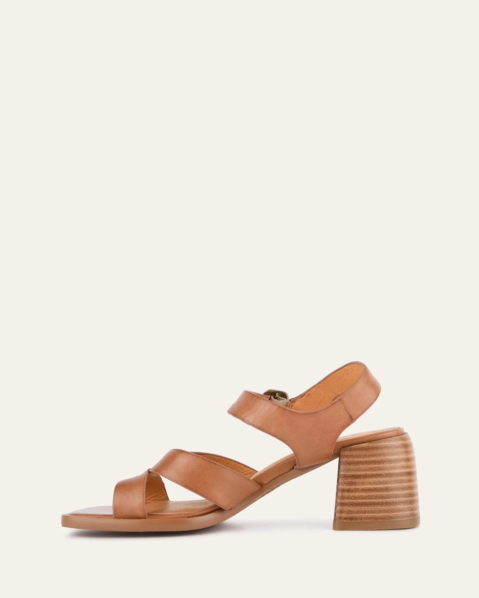 IMOGEN MID HEEL SANDALS BRANDY LEATHER