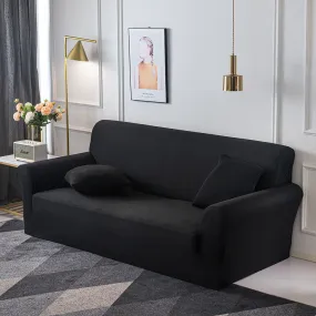 Jersey Fitted Sofa Covers Lounge Protector - Black