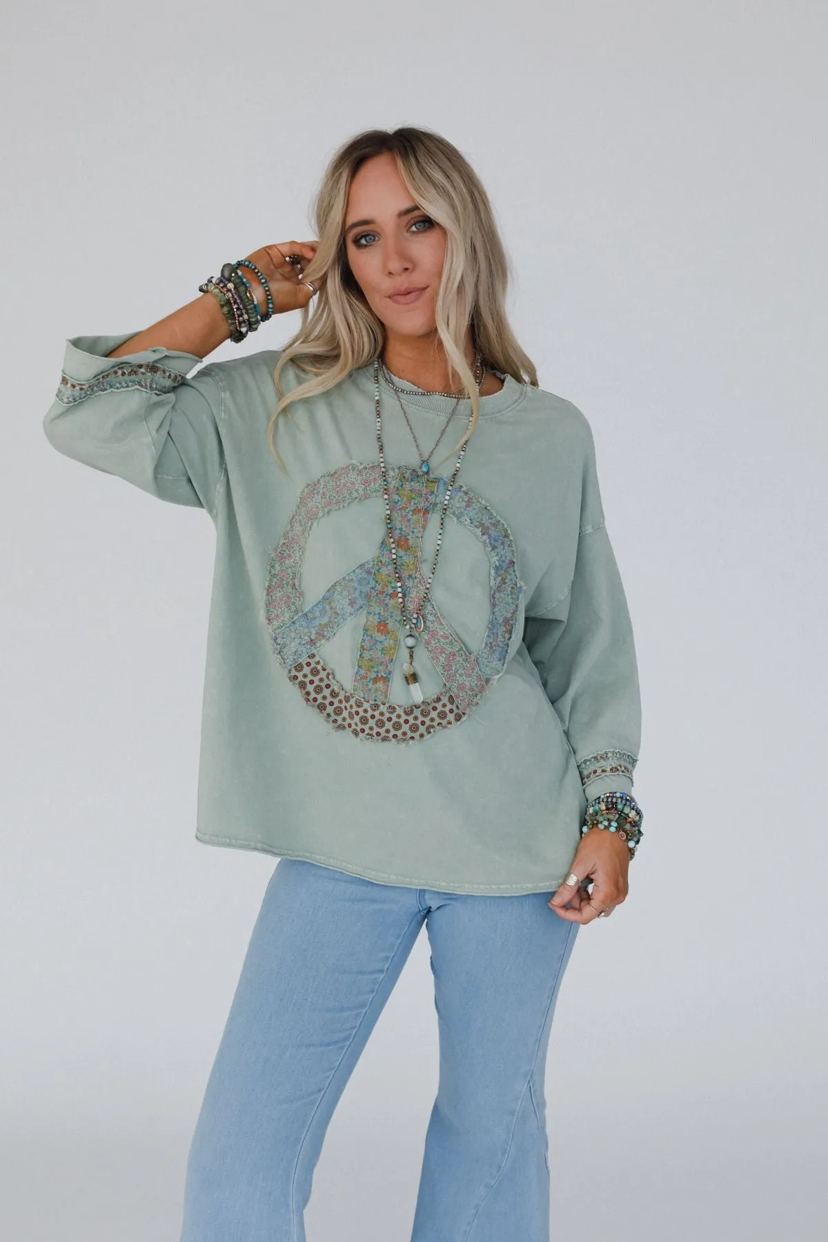 Josephine Peace Patchwork Top - Mint