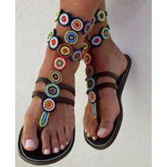 Kenyan handmade leather Masai, masaai, maasai Ankara Gladiator Sandals with free shipping world wide