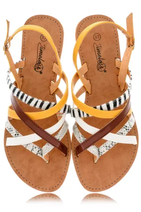 KRISTA Yellow Animal Print Sandals