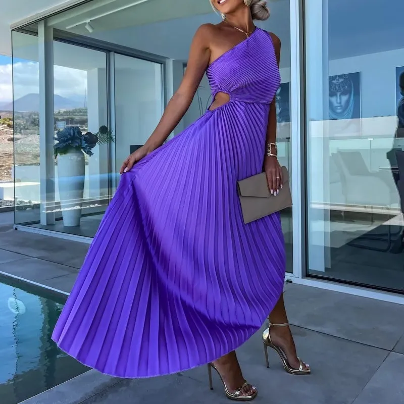 Lana | One-shoulder pleated maxi dress