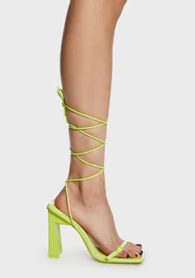 Lime Cleo Square Toe Strappy Heels