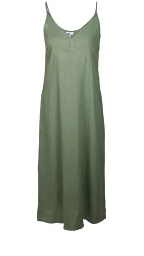 Linen Maxi Dress Gloria Green Tea