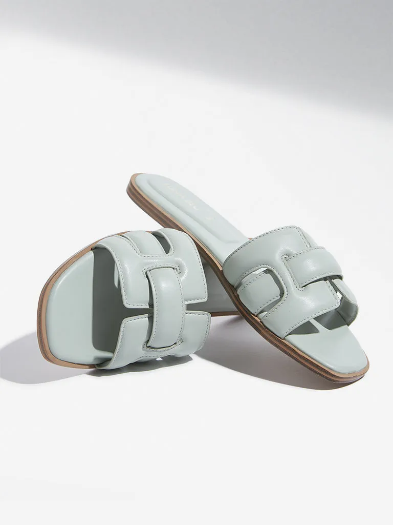 LUNA BLU Mint Multi-Strap Slides