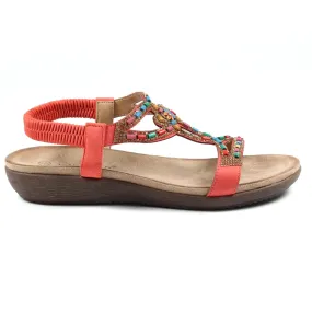 Lunar JLH331 OR - Lunar Mariella Orange Beaded Sandal