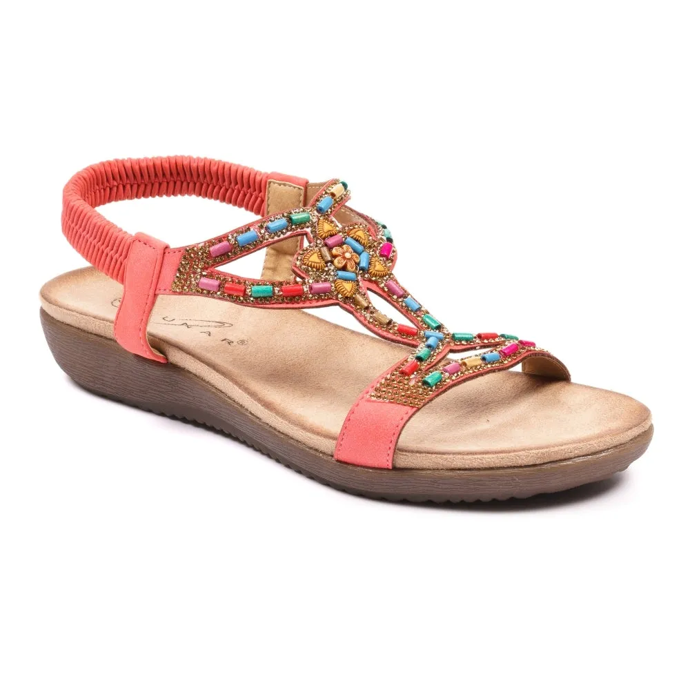 Lunar JLH331 OR - Lunar Mariella Orange Beaded Sandal