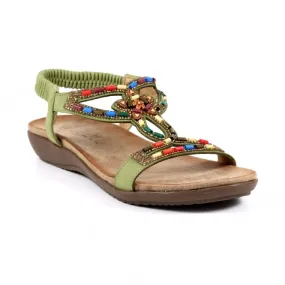 Lunar JLH331kk Mariella Khaki Womens Beaded Sandals