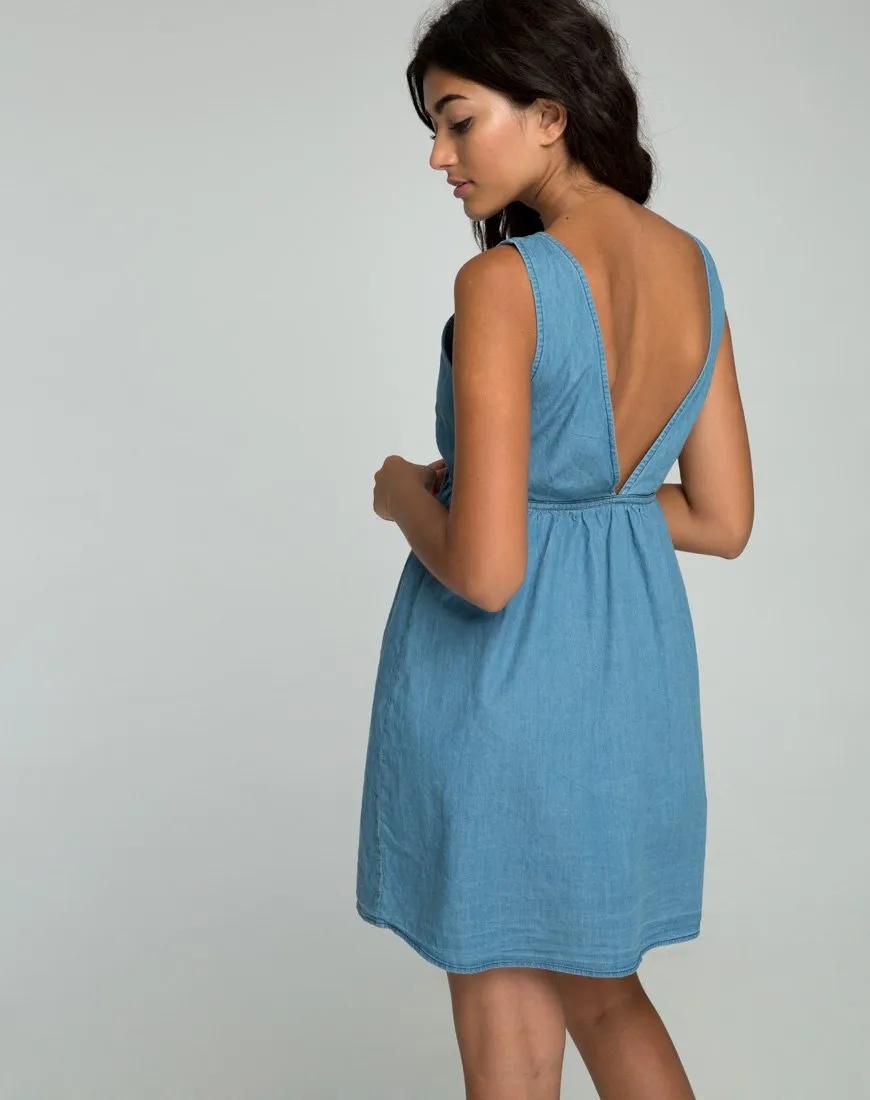 Lyset Cutout Dress in Summer Wash Denim Chambray