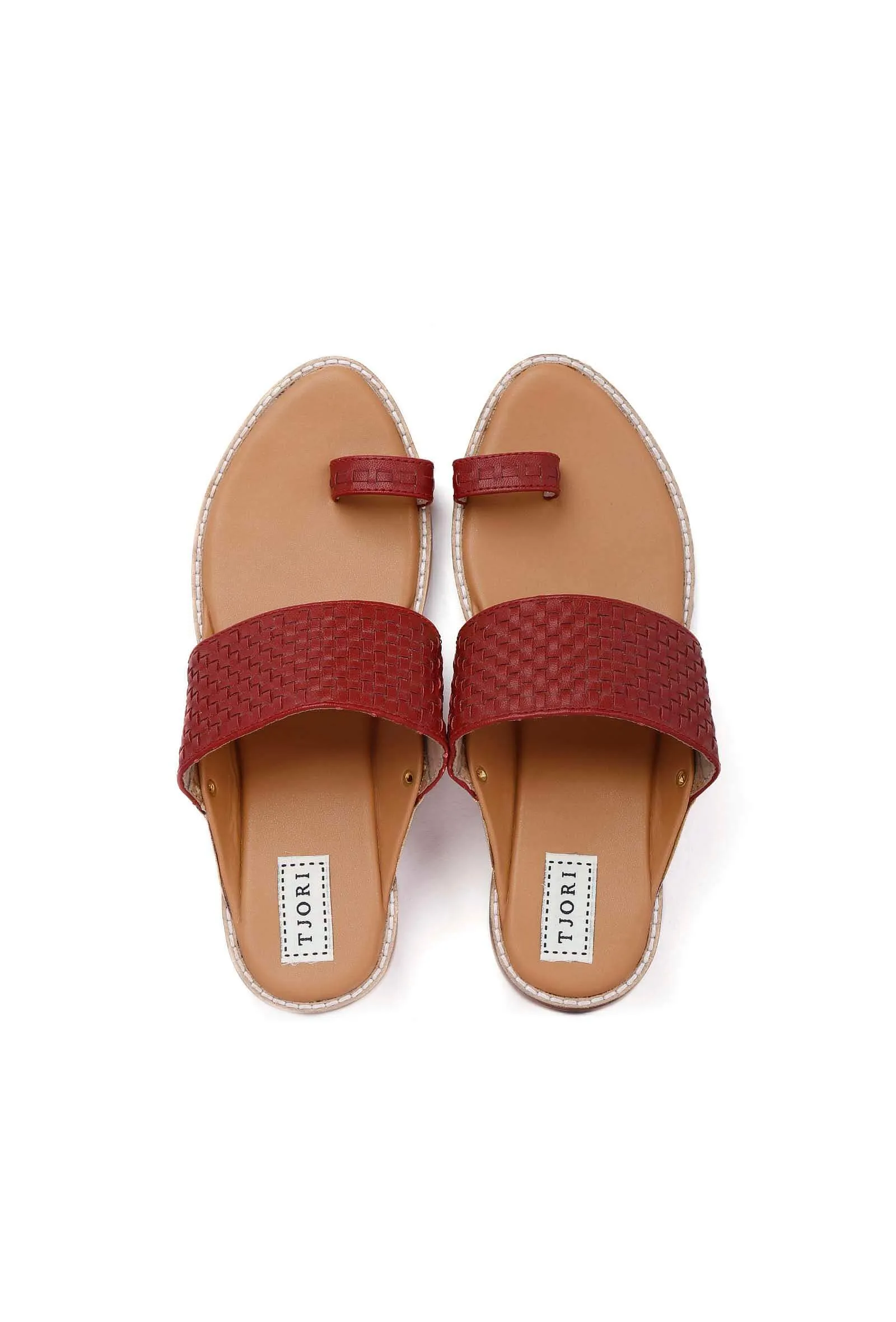 Maroon Handwoven Cruelty-Freeleather Kolhapuri Chappal