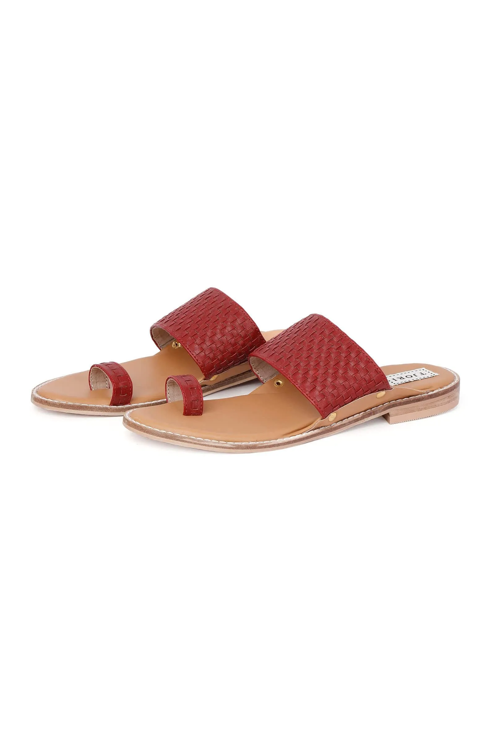 Maroon Handwoven Cruelty-Freeleather Kolhapuri Chappal