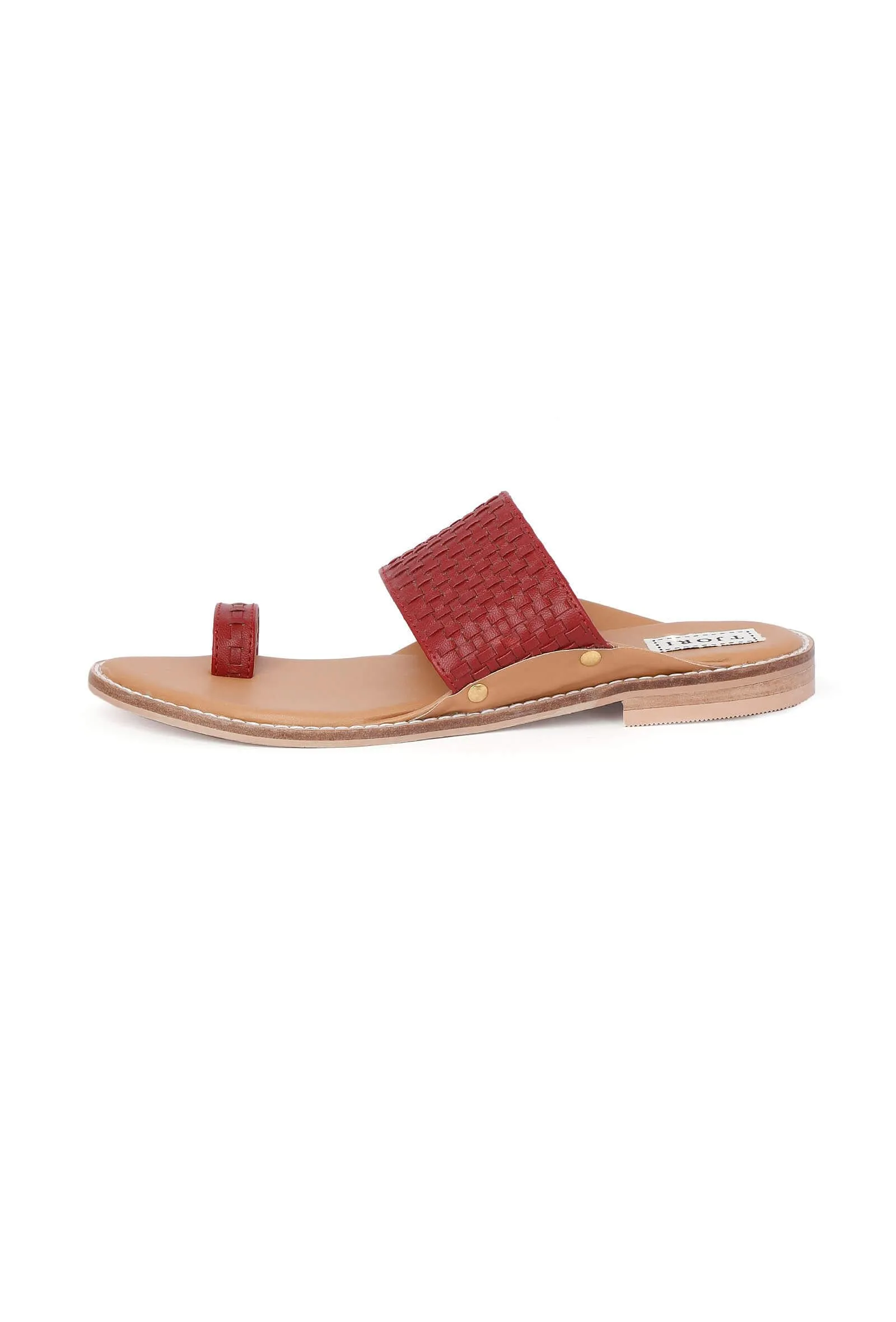 Maroon Handwoven Cruelty-Freeleather Kolhapuri Chappal