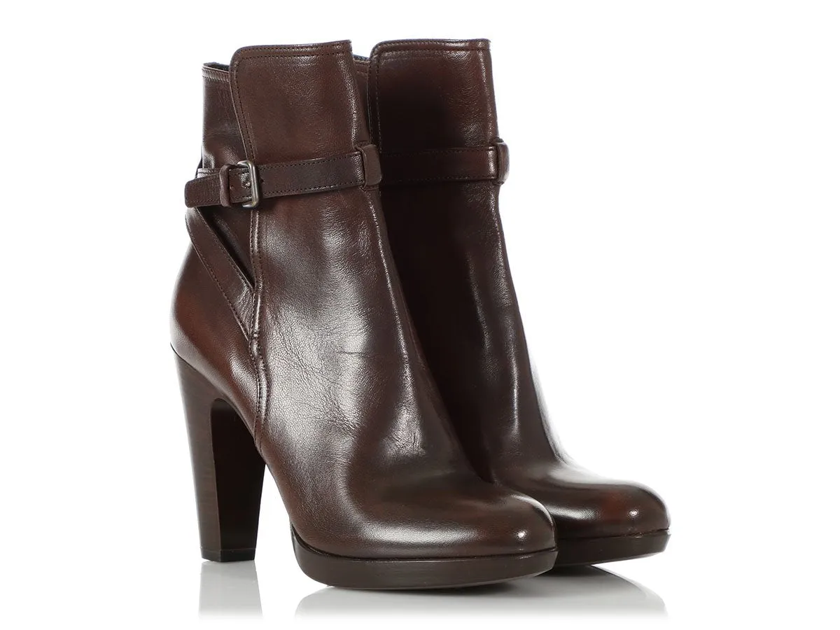 Miu Miu Brown Leather Ankle Boots