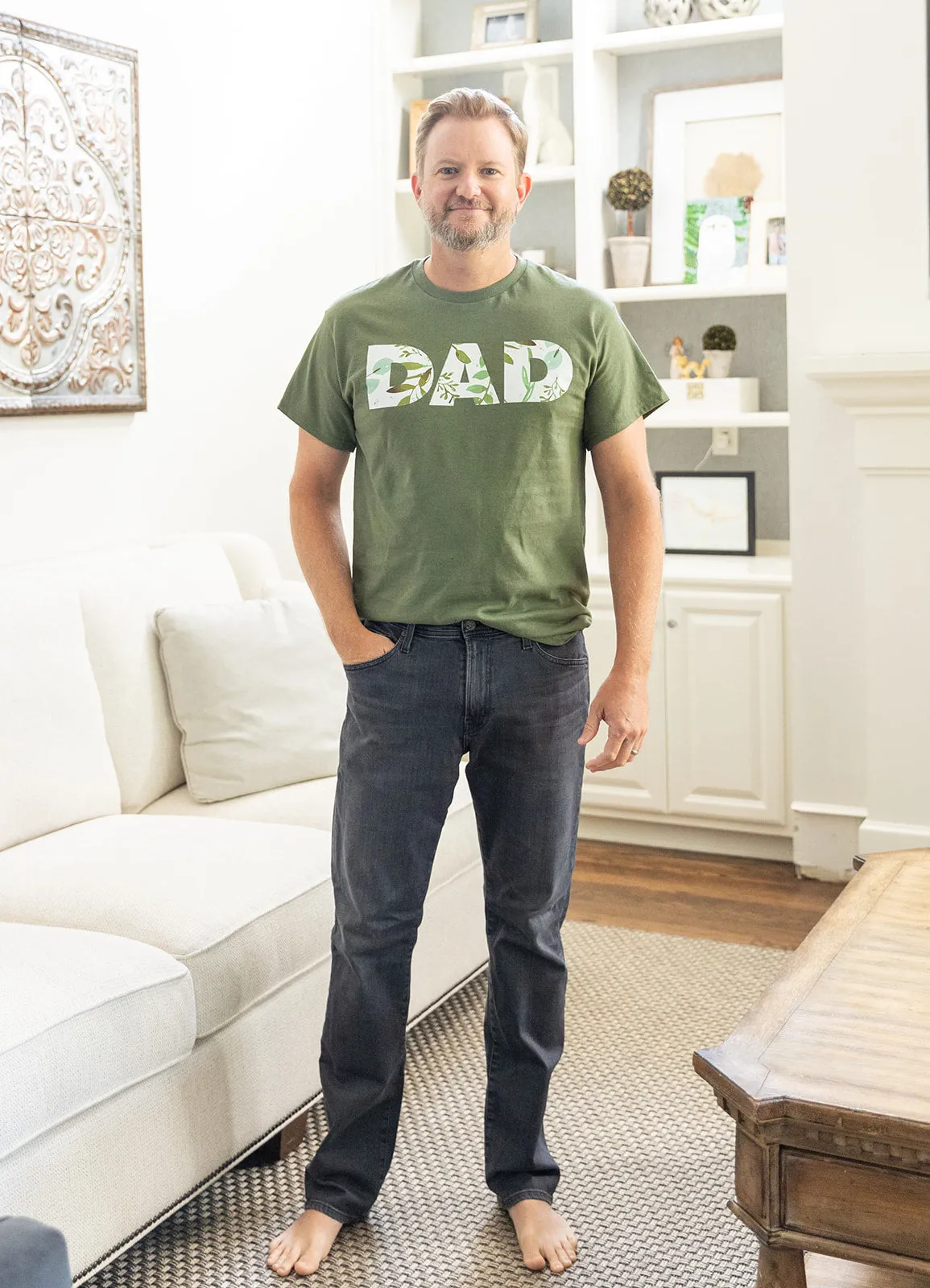 Morgan Labor Gown & Sage Swaddle Set & Dad T-Shirt