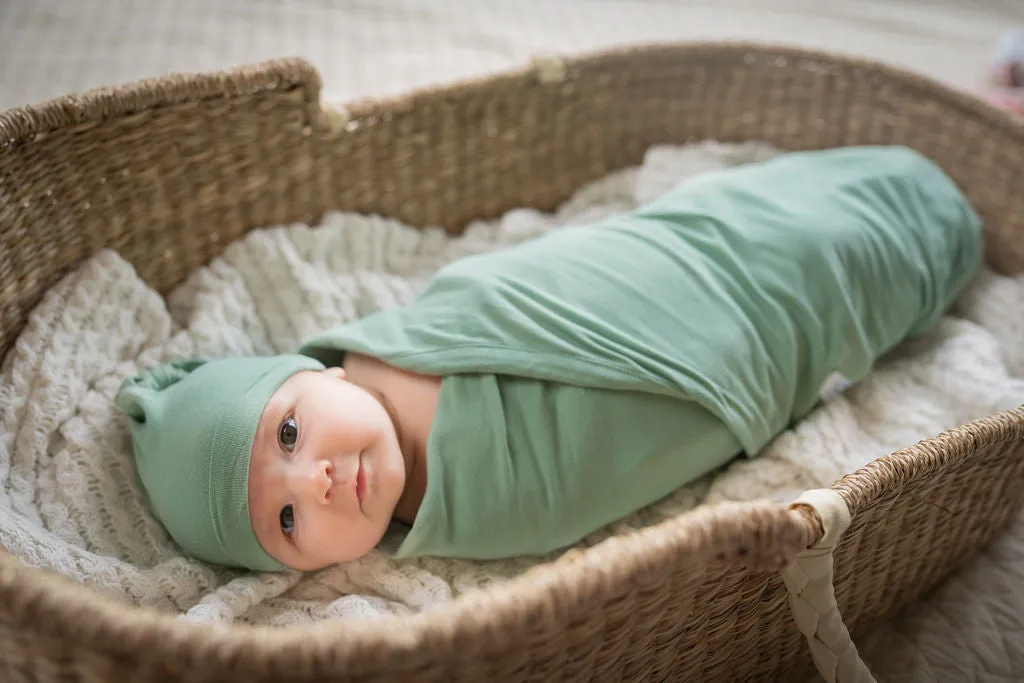 Morgan Labor Gown & Sage Swaddle Set & Dad T-Shirt