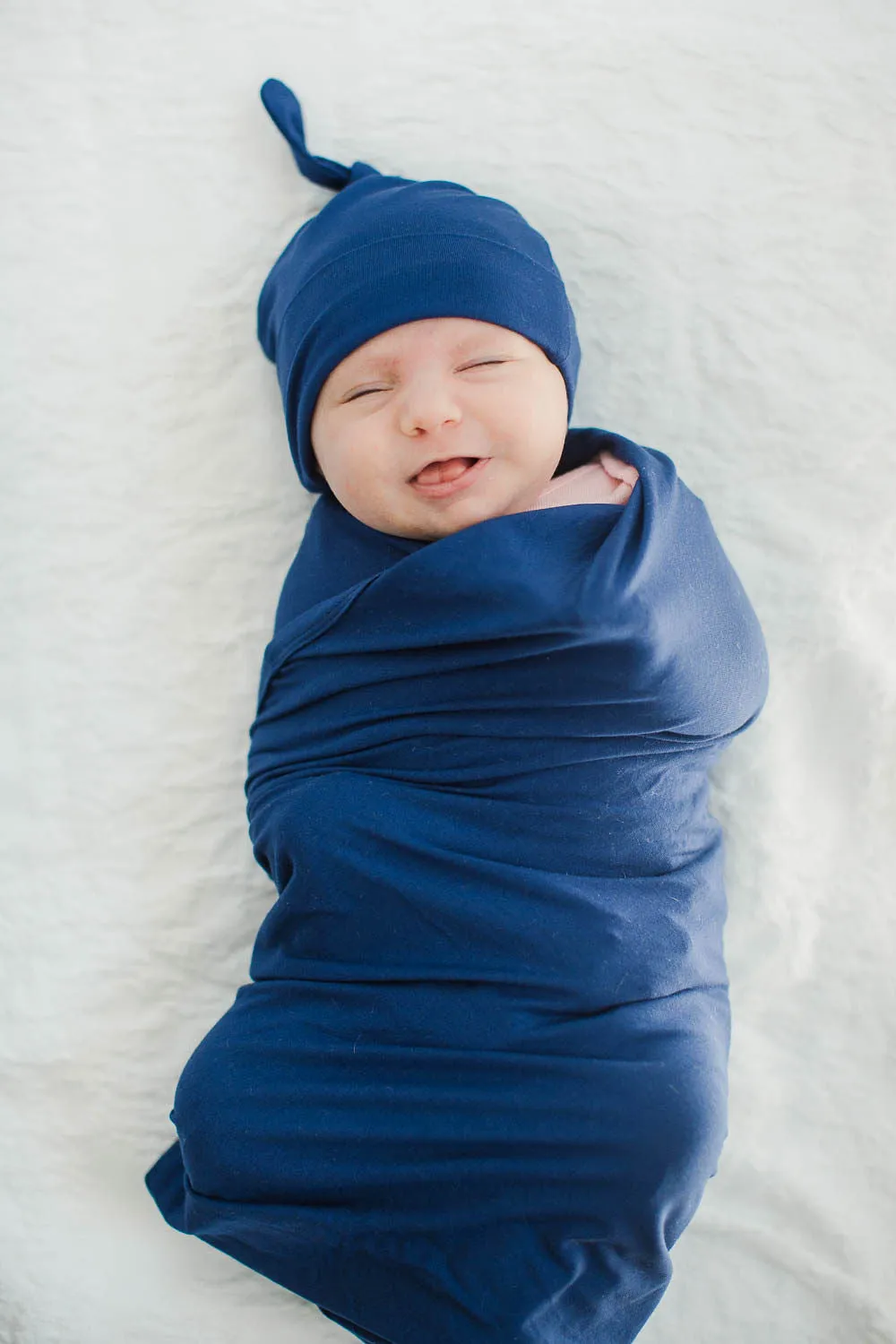 Natalia Labor Gown & Navy Swaddle Set & Dad T-Shirt