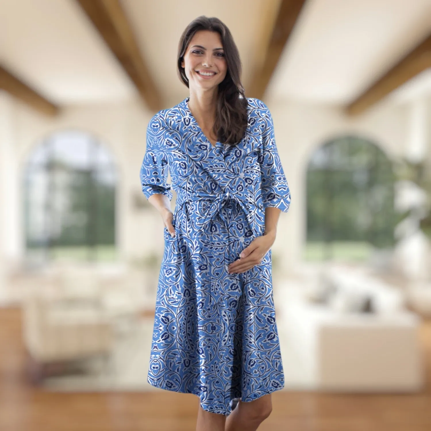 Natalia Robe & Navy 3 in 1 Labor Gown Set