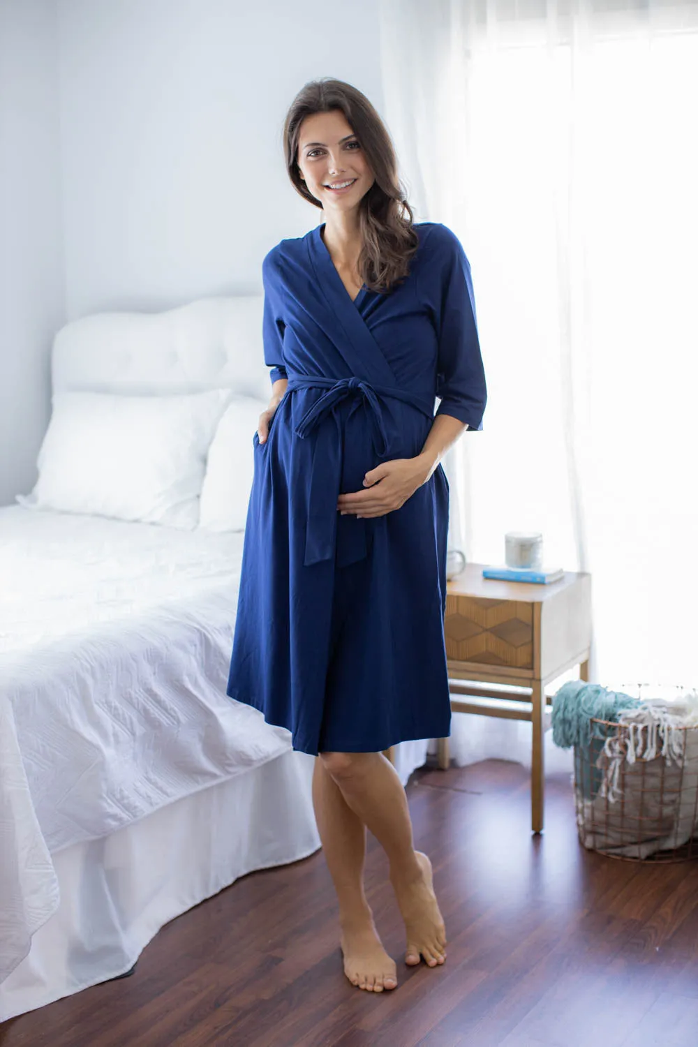 Navy Robe & Sloane 3 in 1 Labor Gown Set