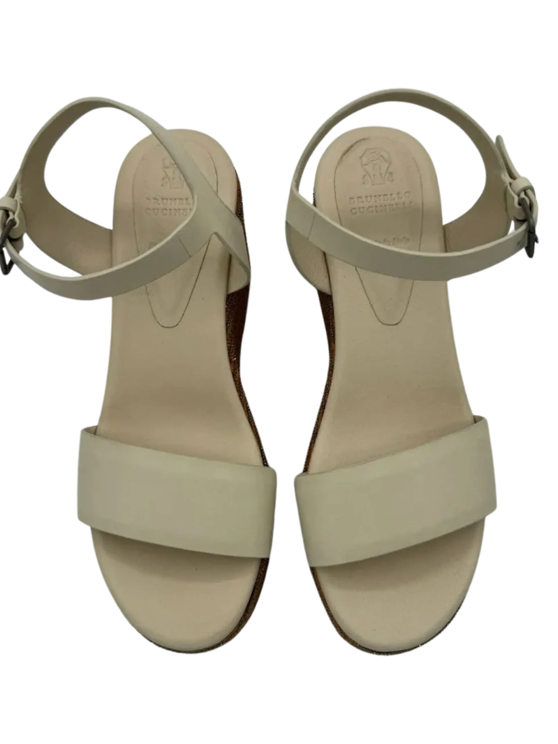 *NEW* Brunello Cucinelli Stripe Platform Leather Wedge Sandals