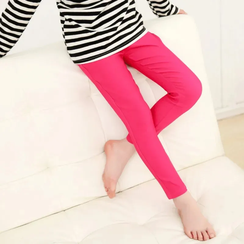 New Girls' Leggings Large Children'S Pencil Pants Four Seasons Candy Color Casual Stretch Slim Imitation Denim Foot Pants