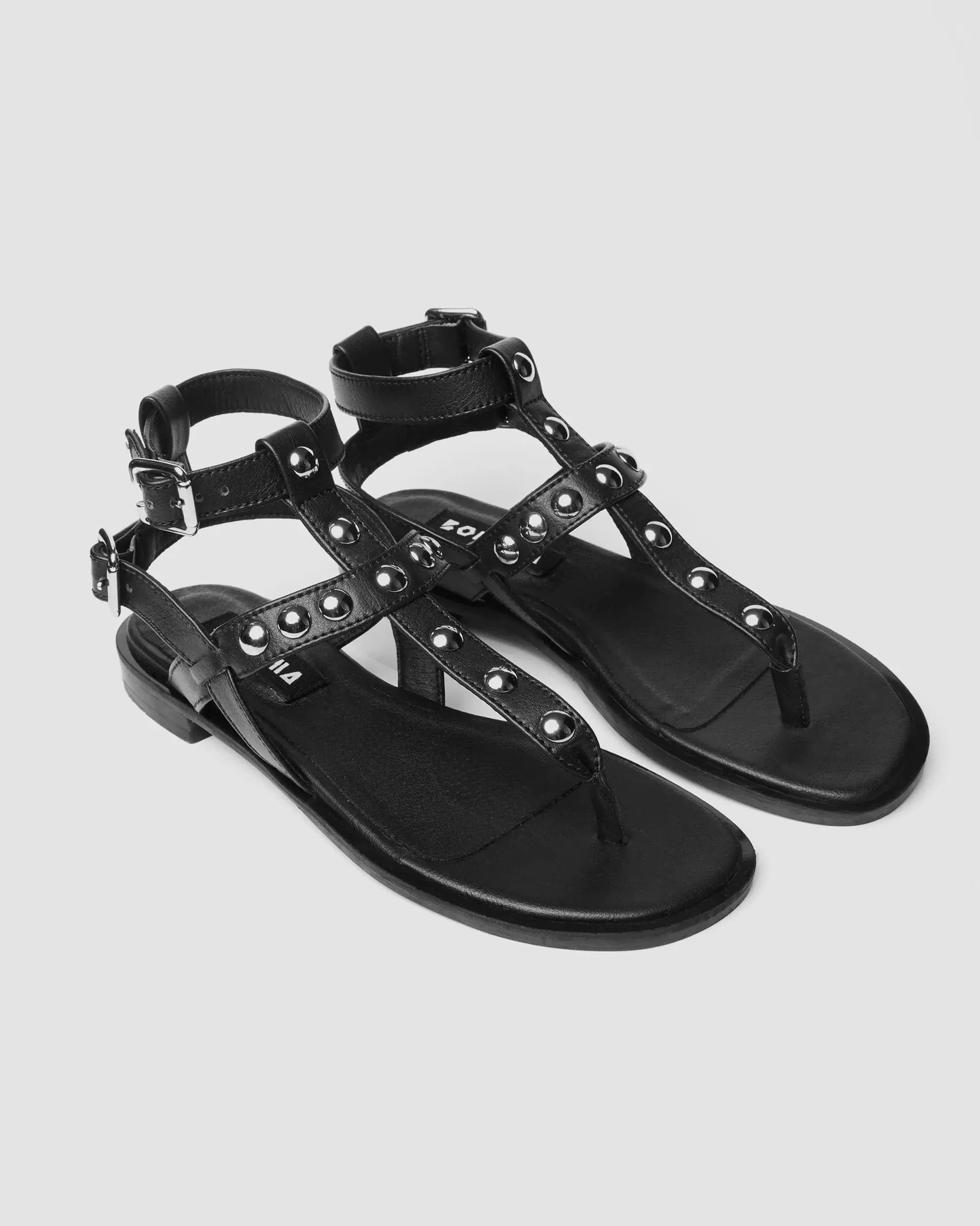 Nox Vegan Grape Leather Gladiator Sandals | Black