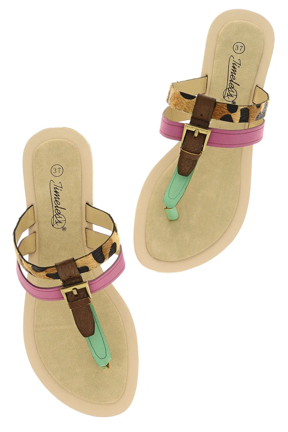 ODELIA Green Fuchsia Sandals