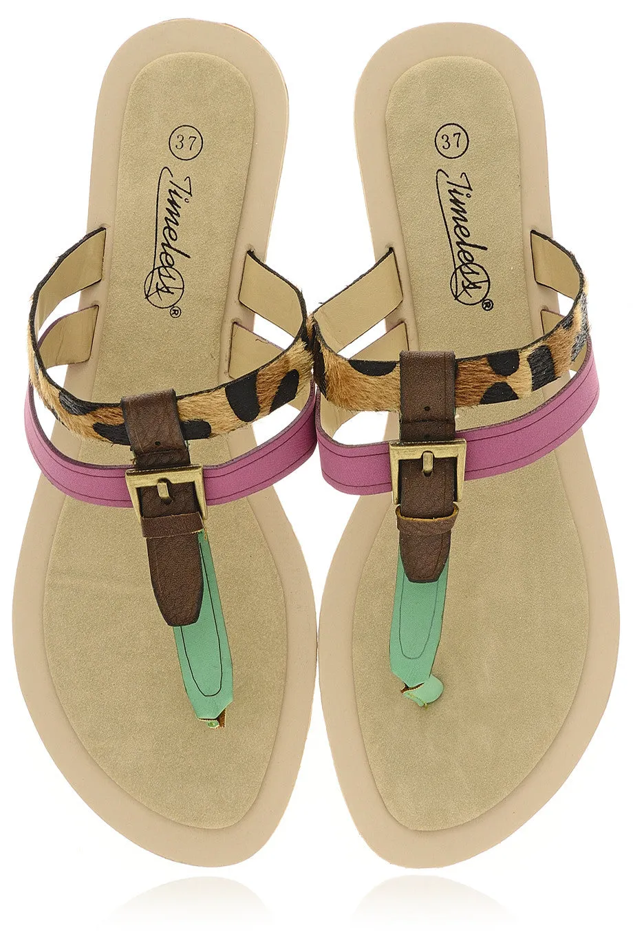 ODELIA Green Fuchsia Sandals