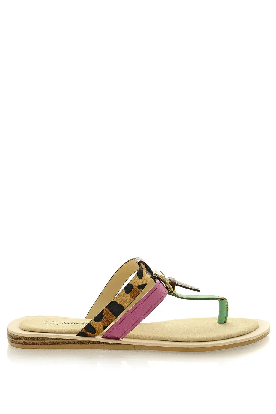 ODELIA Green Fuchsia Sandals